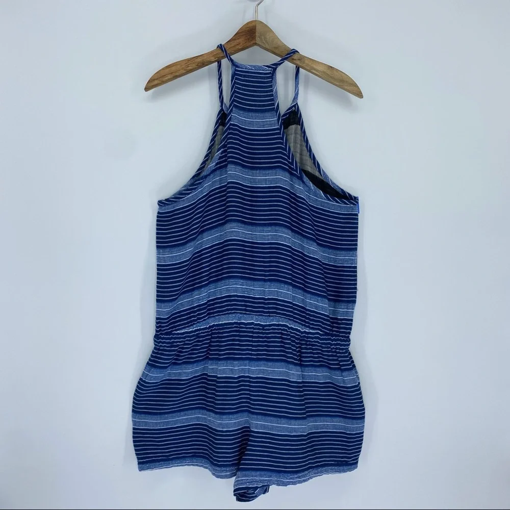 Lou & Grey Baja Romper Large blue white stripe terry lounge comfy shorts jumper - Picture 3 of 15